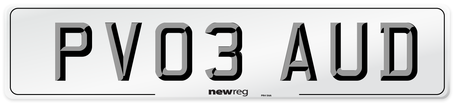 PV03 AUD Number Plate from New Reg